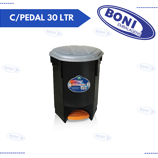LIXEIRA C/ PEDAL 30 LTS PRETO ARQPLAST