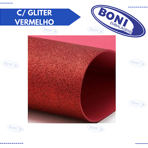 EVA  COM GLITER VERMELHO 60X40CM