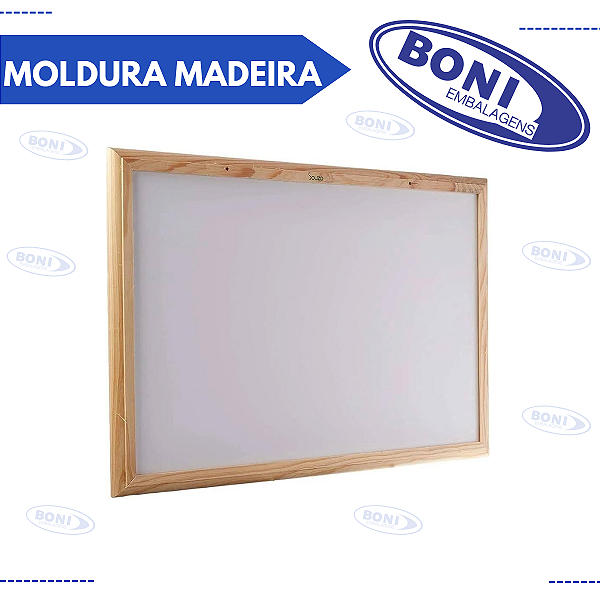 QUADRO BRANCO MOLDURA MADEIRA 60X40