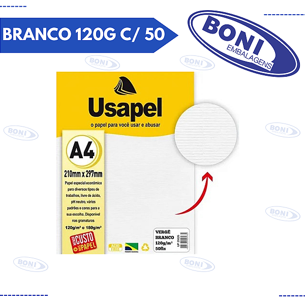 PAPEL A4 VERGE BRANCO 120G C/ 50