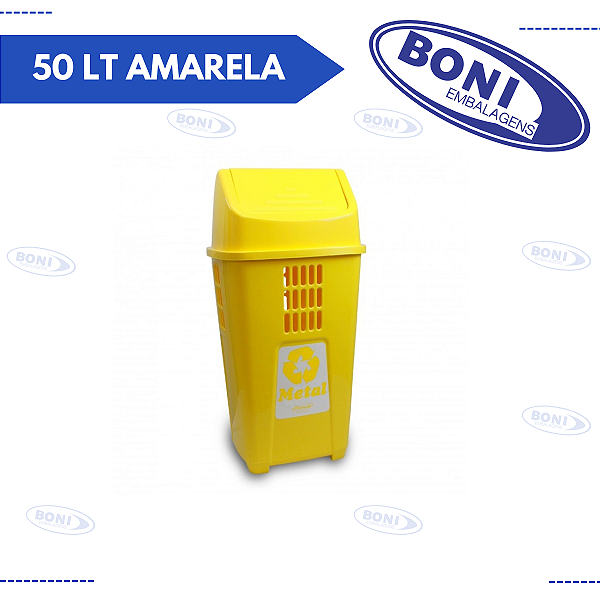 LIXEIRA BASCULANTE 50 LT AMARELA PLASVALE REF 757