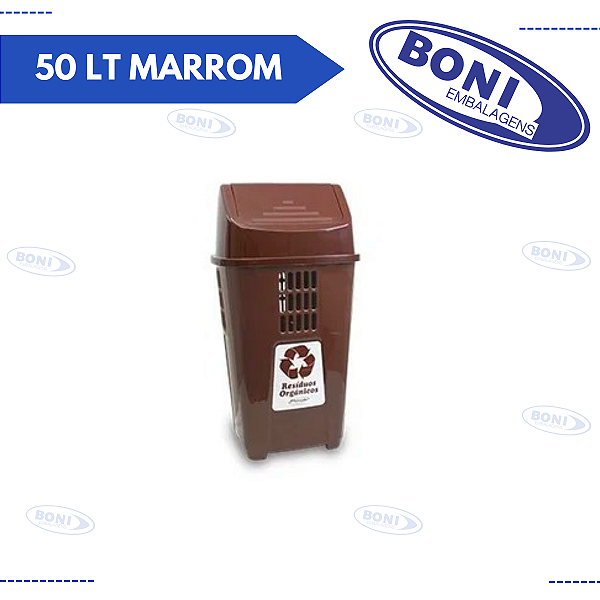 LIXEIRA BASCULANTE 50 LT MARROM PLASVALE REF 757