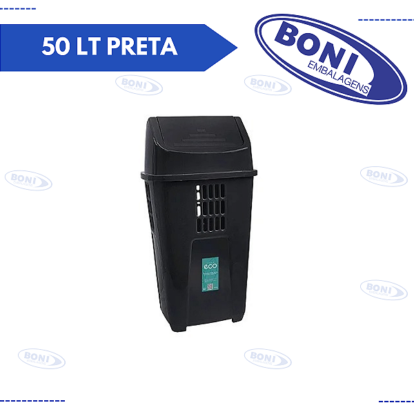 LIXEIRA BASCULANTE 50 LT PRETA PLASVALE REF 757
