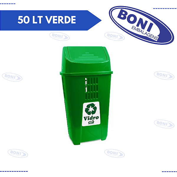 LIXEIRA BASCULANTE 50 LT VERDE PLASVALE REF 757