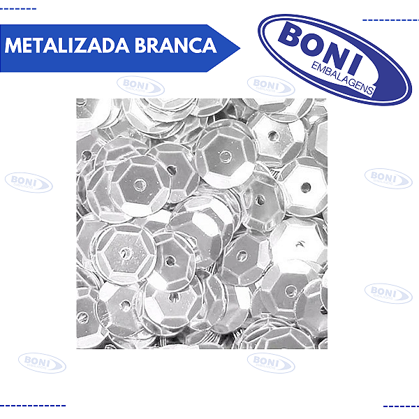 LANTEJOULA METALIZADA BRANCA 6MM 2GR