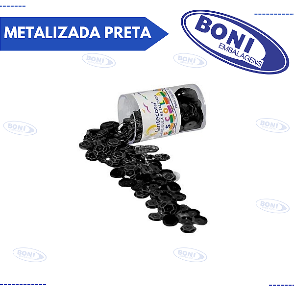 LANTEJOULA METALIZADA PRETA 6MM 3GR