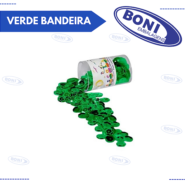 LANTEJOULA METALIZADA VERDE BANDEIRA 10MM 2GR
