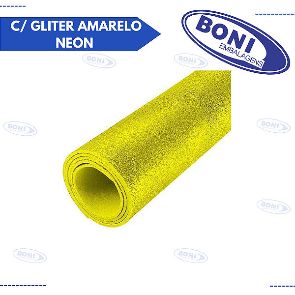 EVA  COM GLITER AMARELO NEON 60X40CM