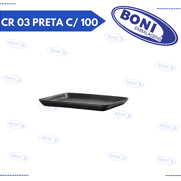 BANDEJA ISOPOR COPOBRAS CR 03 PRETA C/ 100