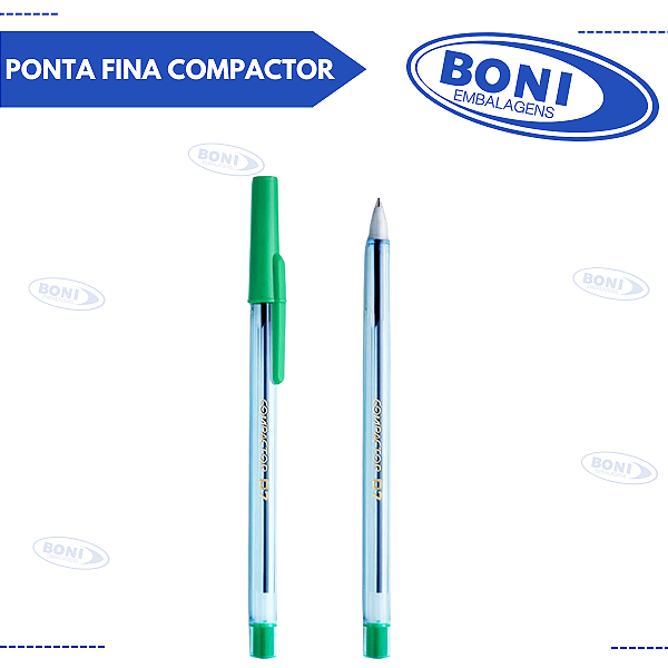 CANETA 07 VERDE PONTA FINA COMPACTOR