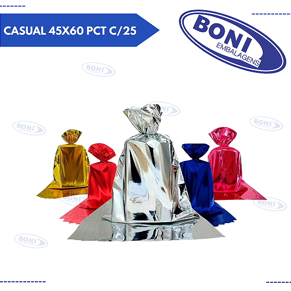 SACO METALIZADO ADULTO CASUAL 45X60 PCT C/25