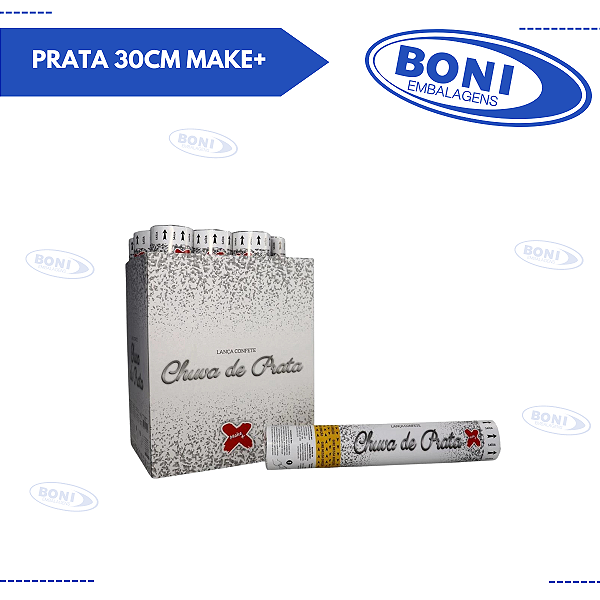 LANCADOR DE CONFETE CHUVA FESTA PRATA 30CM MAKE+