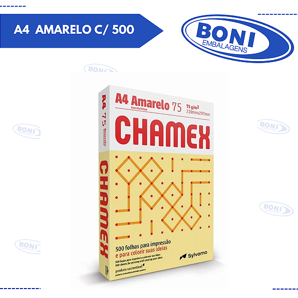 PAPEL A4 COLORIDO CHAMEX 75G AMARELO C/ 500