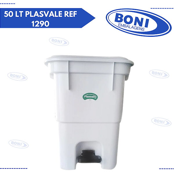 LIXEIRA QUADRADA C/ PEDAL 50 LT PLASVALE REF 1290