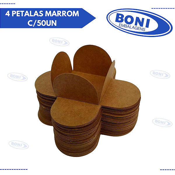 FORMA BRIGADEIRO 4 PETALAS MARROM C/50