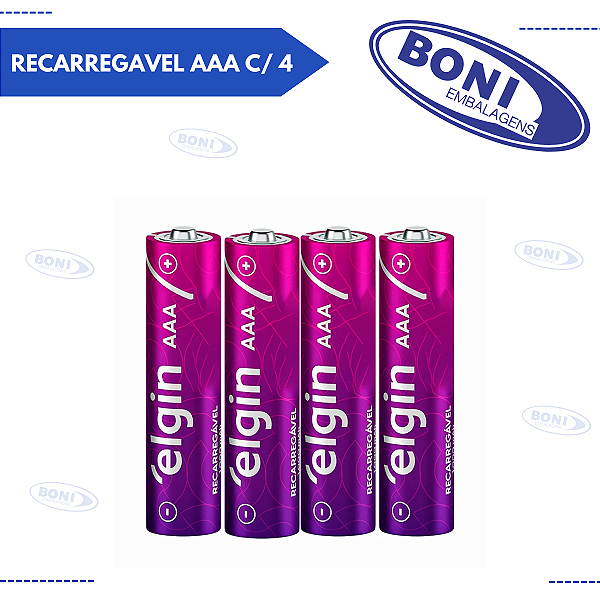 PILHA RECARREGÁVEL AAA C/ 4