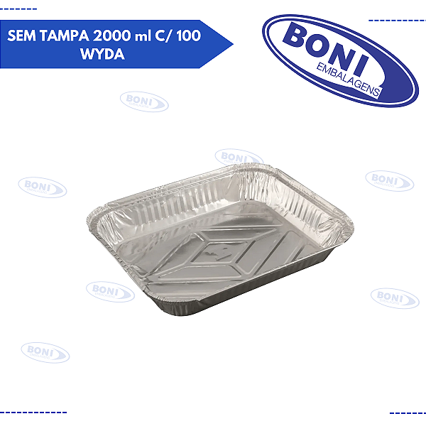 BANDEJA DE ALUMÍNIO D9 SEM TAMPA 2000 ml C/ 100 WYDA