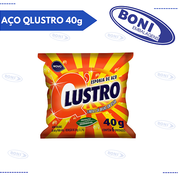 ESPONJA DE AÇO QLUSTRO 40g C/ 6