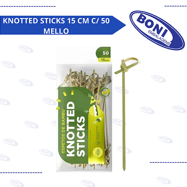 ESPETO DE BAMBU KNOTTED STICKS 15 CM C/ 50 MELLO