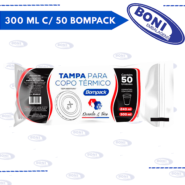 TAMPA COPO TERMICO 300 ml C/ 50 BOMPACK