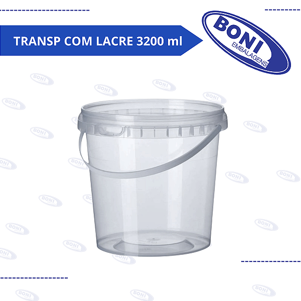BALDE TRANSPARENTE COM LACRE 3200 ml