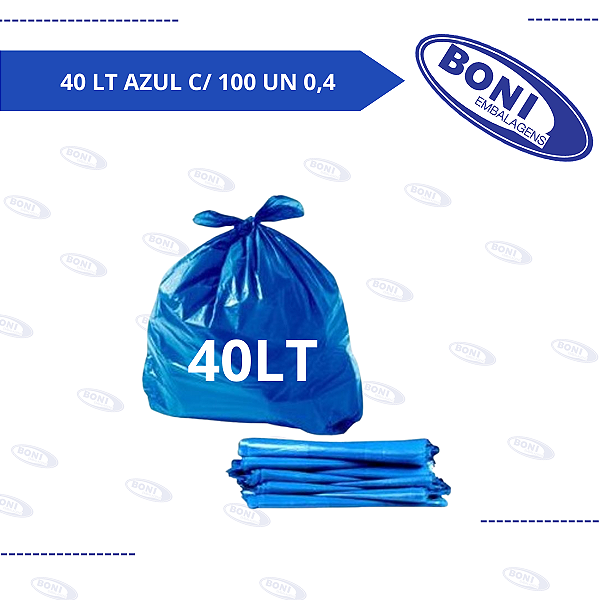 SACO LIXO 40 LT AZUL C/ 100 UN 0,4