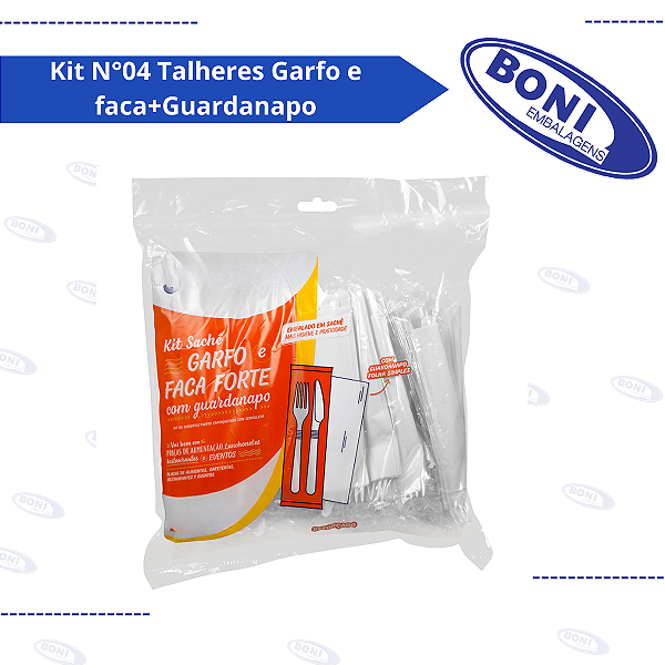 KIT N04 GARFO E FACA FORTE + GUARDANAPO BRANCO C/ 250