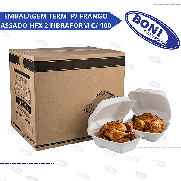 EMBALAGEM TERMICA P/ FRANGO ASSADO HFX 2 FIBRAFORM C/ 100