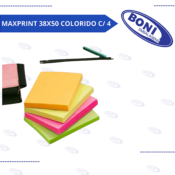 BLOCO DE ANOTACOES MAXPRINT 38X50 COLORIDO C/ 4