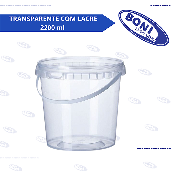 BALDE TRANSPARENTE COM LACRE 2200 ml