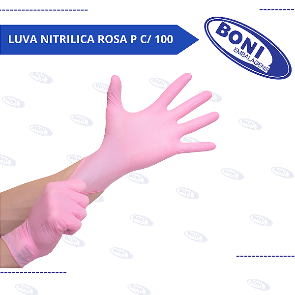 LUVA NITRILICA ROSA P C/ 100