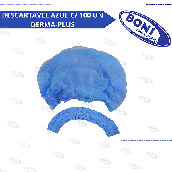 TOUCA DESCARTAVEL AZUL C/ 100 UN DERMA-PLUS