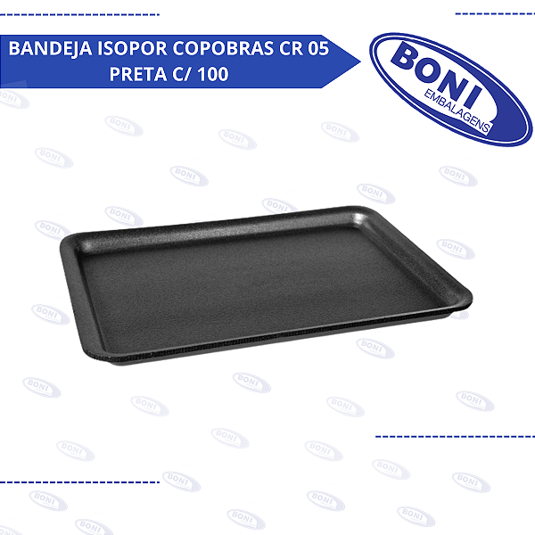 BANDEJA ISOPOR COPOBRAS CR 05 PRETA C/ 100