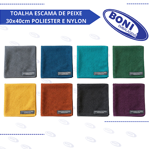 TOALHA ESCAMA DE PEIXE 30x40cm POLIESTER E NYLON