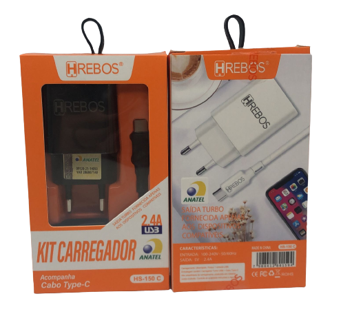 KIT CARREGADOR TIPO C HREBOS HS-150C