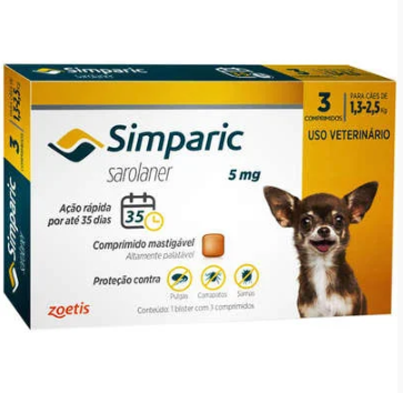 Simparic 5Mg (1,3Kg/2,5Kg) C/ 3Comp