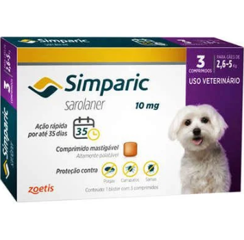 Simparic 10mg (2,6KG/5KG) C/ 3comp