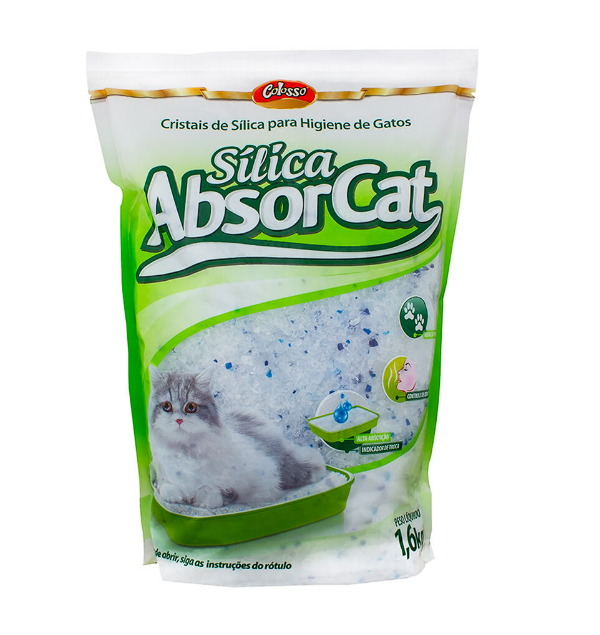 Areia Higiênica Silica Absorcat para Gato com 1,6kg