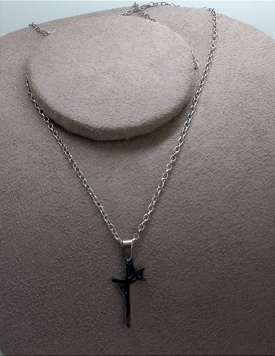 Colar Pingente Fé Liso Aço Cirurgico Masculino