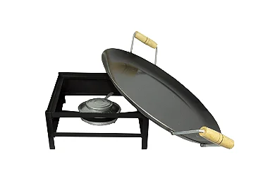 Disco De Picanheira Com Borda 33 Cm + Fogareiro A Álcool G