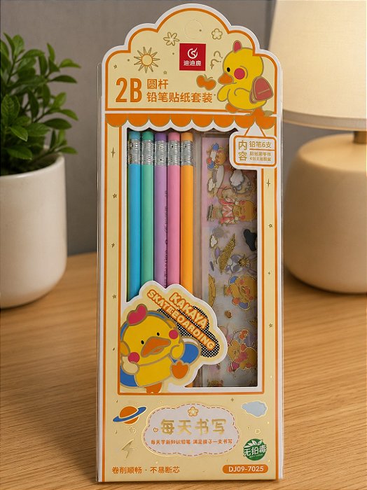 Kit Lápis 2B com Adesivos Escolar Paperpelonline