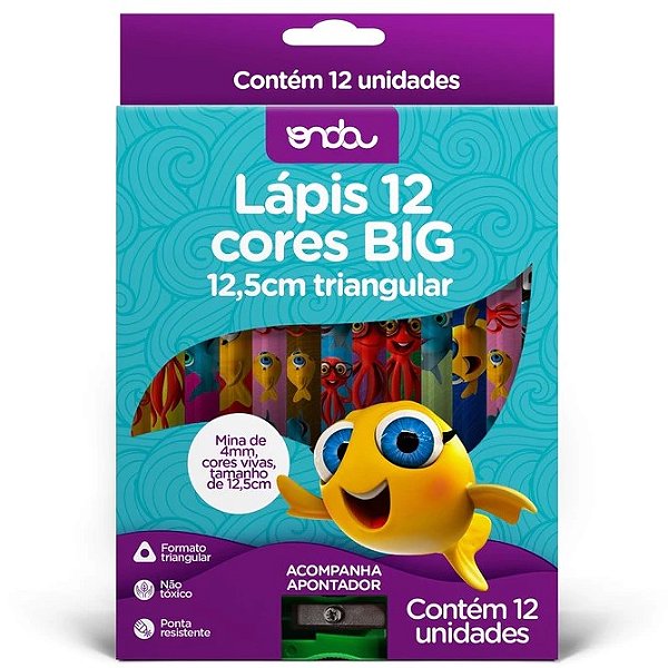Lápis de Cor Big Jumbo 12 Cores com Apontador