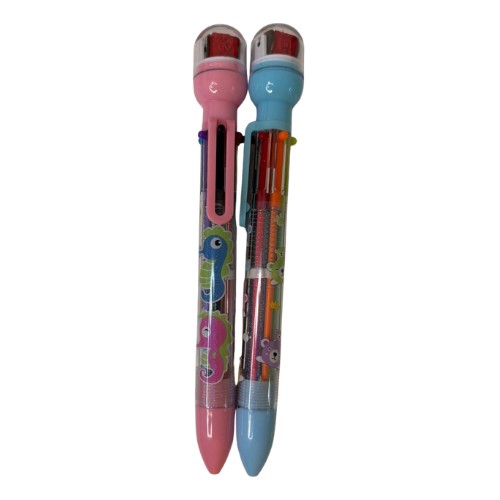 Caneta com Carimbo Divertida com 6 cores - Kit com 2 unidades - Papelaria Fofa