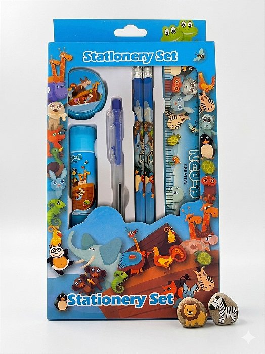 Kit Escolar Infantil Completo 6 em 1 Animais