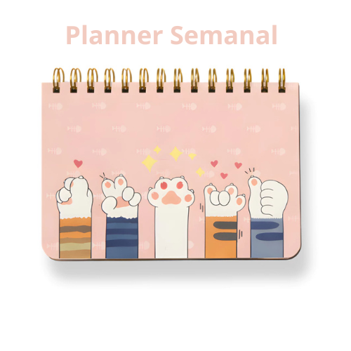 Planner Semanal de Gatinhos com Espiral 52 Folhas