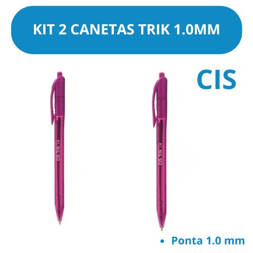 Caneta Esferográfica Trik 1.0mm Rosa Kit 2 Unidades