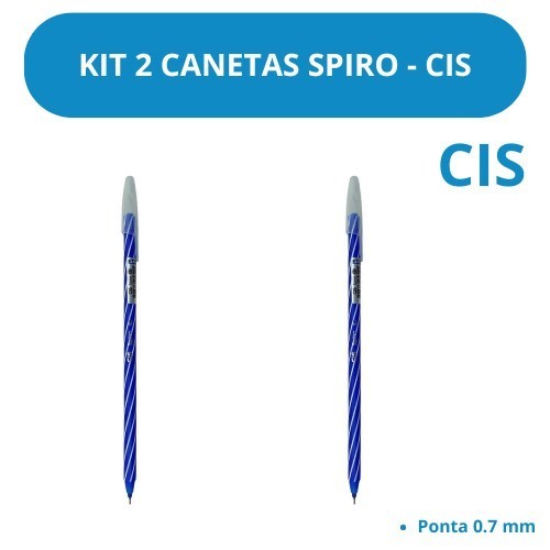Caneta Esferográfica Spiro Azul CIS 2 Unidades