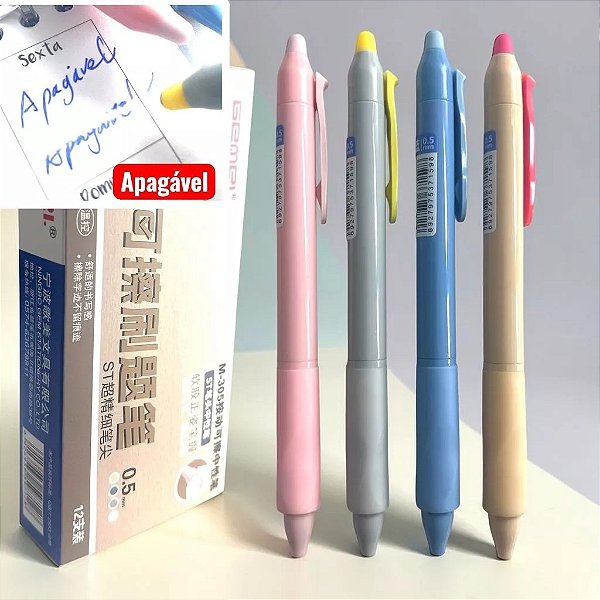 Caneta Gel Bold Clip Apagável 0,5mm Kit 2 Unidades