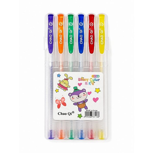 Kit 6 Canetas Coloridas Shiny Color CQ718-6