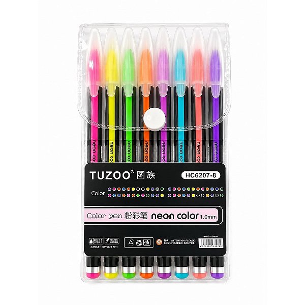 Kit 8 Canetas Gel Neon Pastel Pen